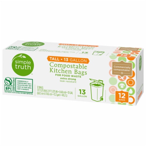 Simple Truth™ Tall 13 Gallon Compostable Kitchen Trash Bags, 12 ct - King  Soopers