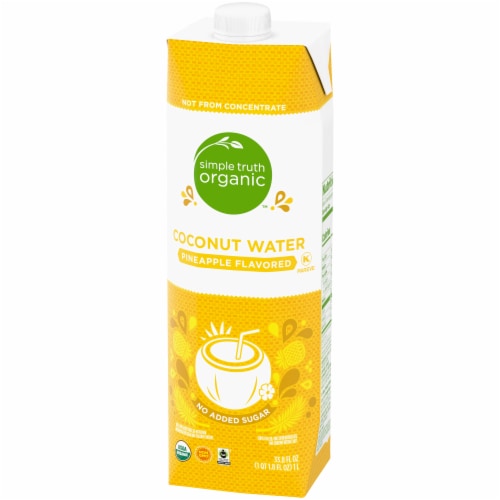 Simple Truth Organic® Pineapple Flavored No Sugar Added Coconut Water Carton Perspective: top