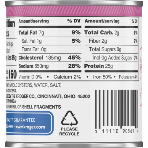 Kroger® Premium Whole Oysters Boiled in Water Perspective: top