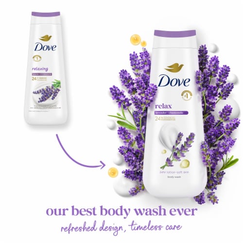 Dove Body Wash for 24hr Lotion-Soft Skin Relax Lavender Oil & Chamomile Moisturizing Skin Cleanser Perspective: top