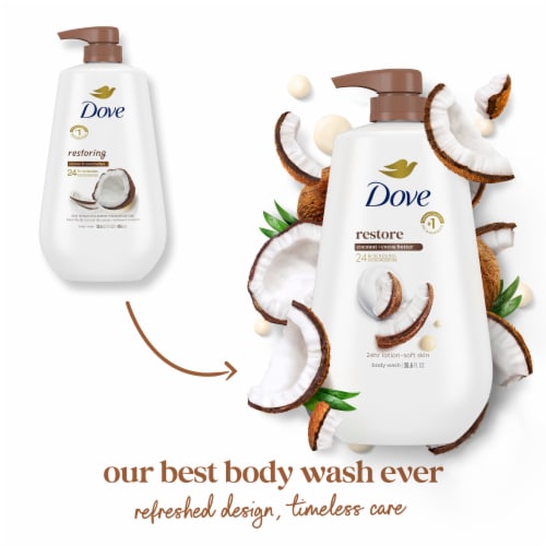 Dove Restoring Coconut & Cocoa Butter Body Wash with Pump Perspective: top