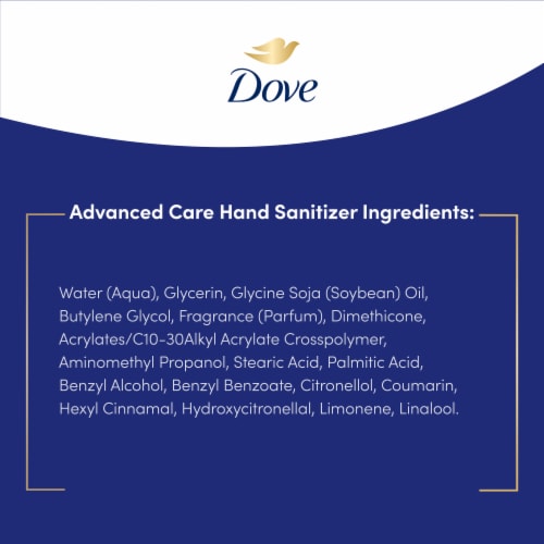 Dove Advanced Care Smooth Skin Deep Moisture Hand Sanitizer Perspective: top
