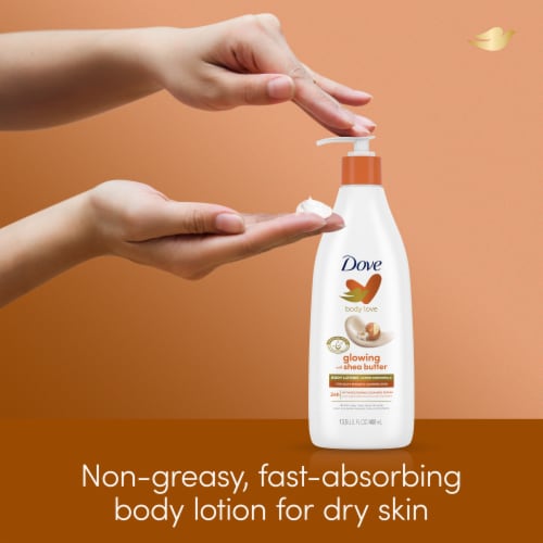 Dove Body Love Shea Butter & Warm Vanilla Scent Glowing Body Lotion Perspective: top