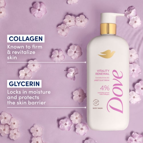 Dove Vitality Renewal Body Wash Restoring Serum With Collagen Perspective: top