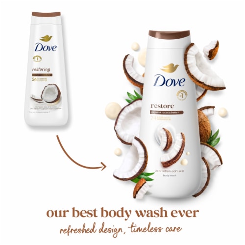Dove Body Wash for 24hr Lotion-Soft Skin Restore Coconut & Cocoa Butter Moisturizing Skin Cleanser Perspective: top