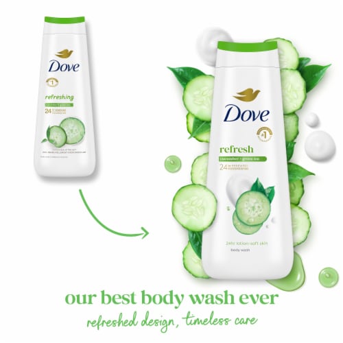 Dove Body Wash for 24hr Lotion-Soft Skin Refresh Cucumber and Green Tea Moisturizing Skin Cleanser Perspective: top