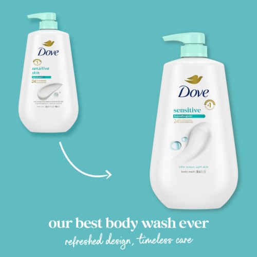 Dove Body Wash Pump For 24hr Lotion-Soft Sensitive Skin Moisturizing Cleanser Gentle Hypoallergenic Perspective: top
