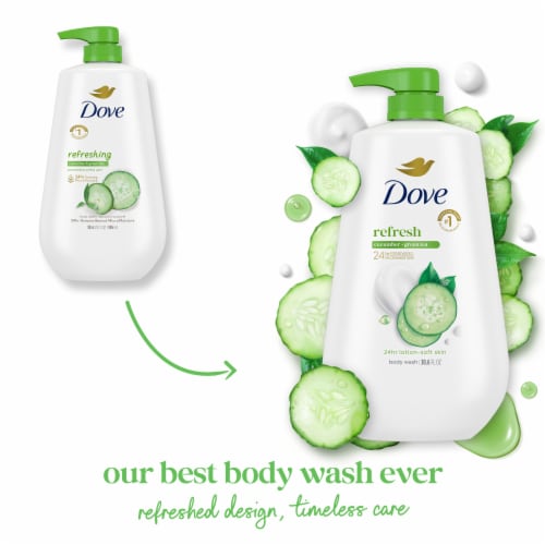 Dove Refreshing Cucumber and Green Tea Body Wash with Pump Perspective: top