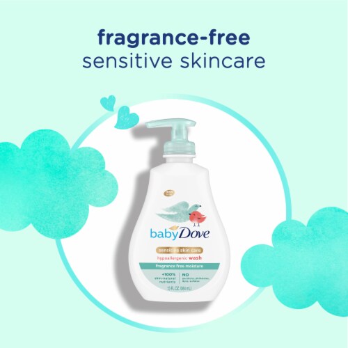 Baby Dove Sensitive Skin Care Hypoallergenic Fragrance Free Moisture Baby Wash Perspective: top