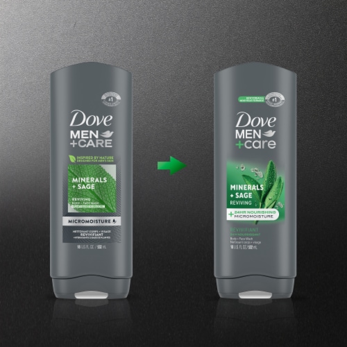 Dove Men+ Care Body and Face Wash Reviving Minerals + Sage Body With MicroMoisture Perspective: top