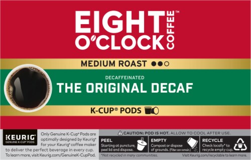 Eight O'Clock Coffee Decaffeinated Medium Roast The Original Decaf Coffee 10 - 0.33 oz K-Cup Pods Perspective: top