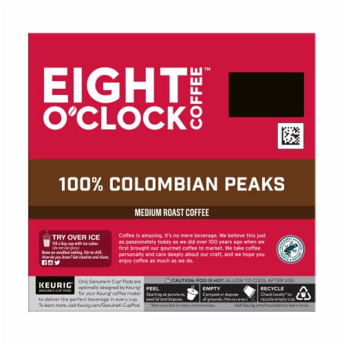 Eight O'Clock Coffee Medium Roast 100% Colombian Peaks Coffee Value Pack 48 - 0.33 oz K-Cup Pods Perspective: top