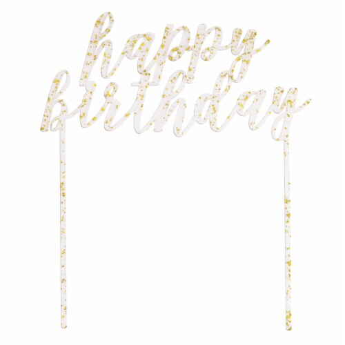 Unique® Party™ Gold Fleck Happy Birthday Cake Topper Perspective: top