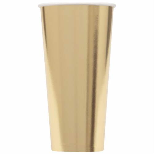 Unique® Paper Cups Gold 20 oz 6 ct Perspective: top