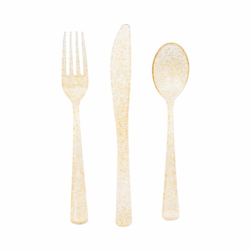 Unique® Plastic Cutlery Gold 18 pc Perspective: top