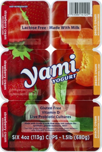 Yami Strawberries N Cream and Peaches N Cream Kids Yogurt Cups Perspective: top