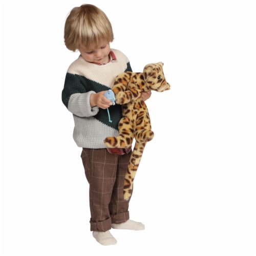 Manhattan Toy Loki Leopard Stuffed Animal Cat with Magnetic Front Paws and Magnetic Mouse Perspective: top