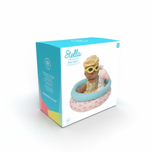 Manhattan Toy Stella Pool Party 4 Piece Baby Doll Pool Playset for 12" and 15" Dolls Perspective: top