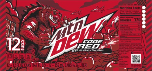 Mountain Dew Code Red Soda Can Perspective: top