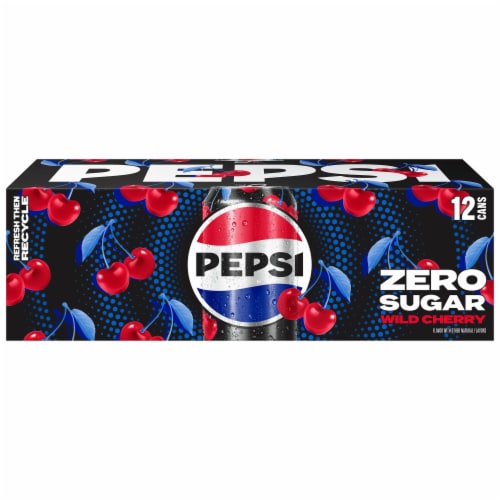 Pepsi Cola® Wild Cherry Zero Sugar Soda Cans Perspective: top
