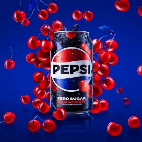 Pepsi Cola® Wild Cherry Zero Sugar Soda Cans Perspective: top
