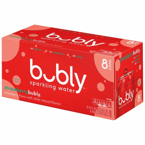 Bubly™ Strawberry Flavored Sparkling Water Cans Perspective: top