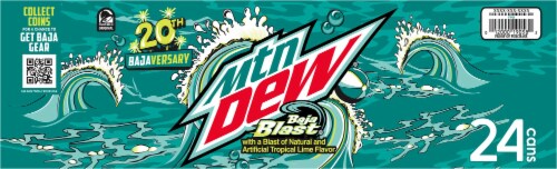 Mtn Dew Baja Blast Cans Perspective: top