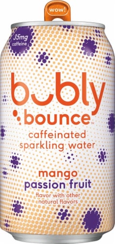 bubly Bounce Mango Passion Fruit Caffeinated Sparkling Water Perspective: top