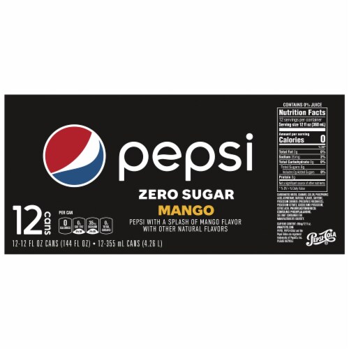 Pepsi Mango Zero Sugar Soda Cans Perspective: top