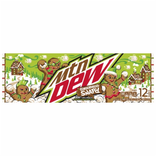 Mountain Dew Gingerbread Snap'd Soda Cans Perspective: top