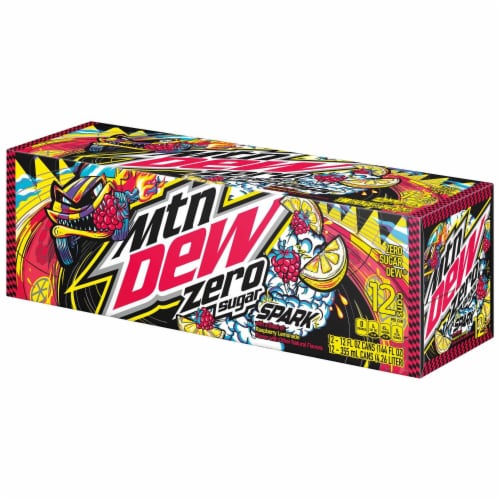 Mountain Dew® Zero Sugar Spark Raspberry Lemonade Soda Cans Perspective: top