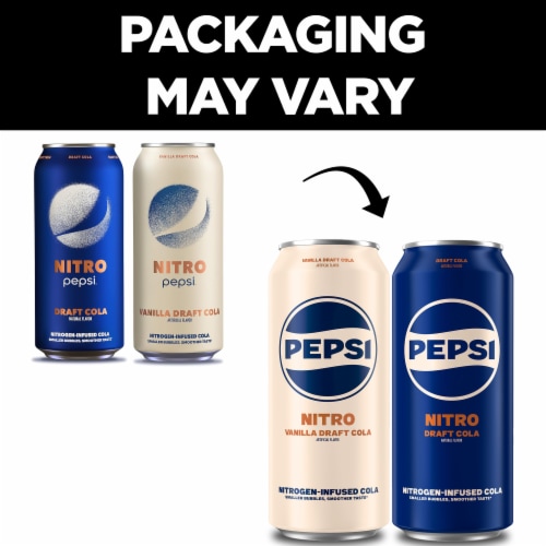 Pepsi Nitro Nitrogen-Infused Cola Draft Cola Natural Flavor 13.65 Fl Oz 4 Count Cans Perspective: top