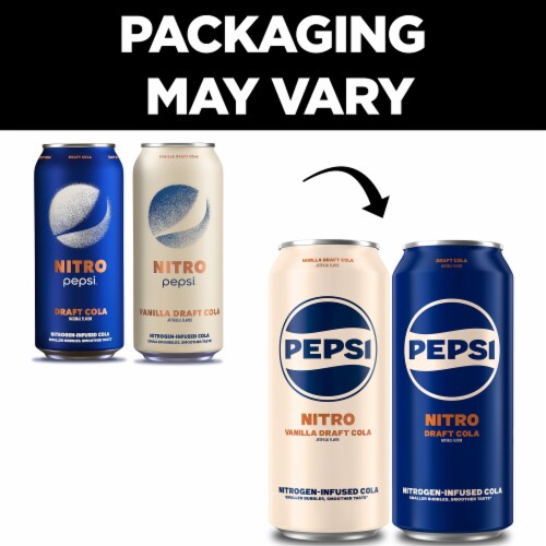Pepsi Nitro Nitrogen-Infused Cola Draft Cola Natural Flavor 13.65 Fl Oz 4 Count Cans Perspective: top