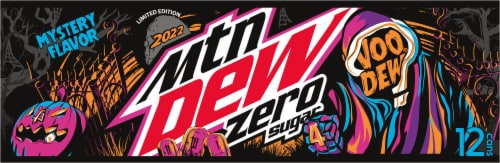 Mountain Dew Zero Sugar Mystery Flavor Soda Cans Perspective: top