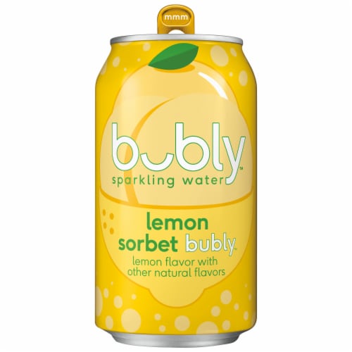 Bubly™ Lemon Sorbet Flavored Sparkling Water Cans Perspective: top