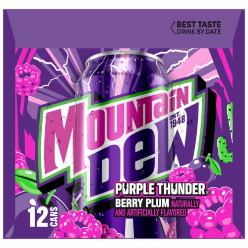 Mountain Dew® Purple Thunder Soda Cans Perspective: top