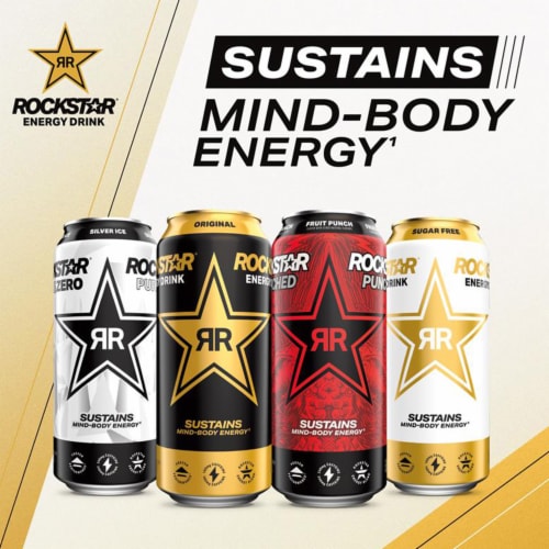 Rockstar Recovery Energy Drink Raspberry Lemonade 16 Fl Oz Perspective: top