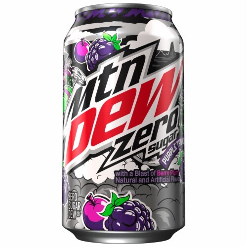 Mountain Dew Purple Thunder Zero Sugar Soda Cans Perspective: top