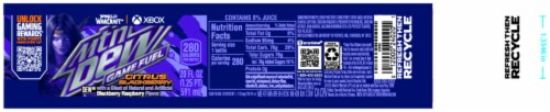 Mtn Dew Game Fuel Soda Citrus Blackberry Perspective: top