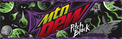 Mountain Dew Pitch Black Soda Cans Perspective: top
