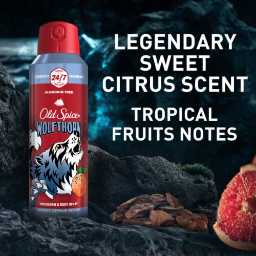 Old Spice Wild Collection for Men Aluminum-Free Body Spray Wolfthorn Scent Perspective: top