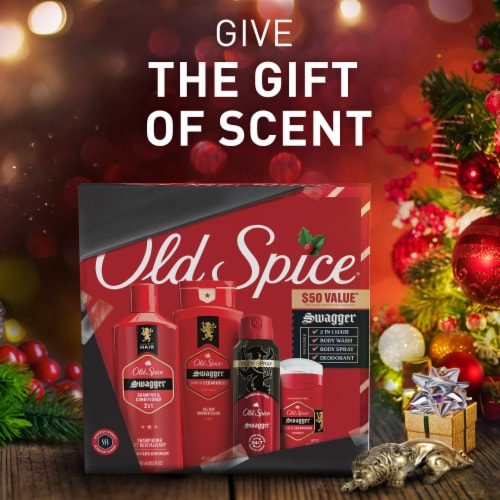 Old Spice Holiday Gift Set for Men, Swagger, Body Wash, AF Deo, Body Spray, & 2n1 Shampoo, 4-Pack Perspective: top