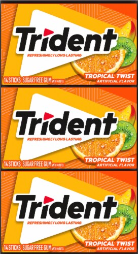 Trident Tropical Twist Sugar Free Gum (12 Pack) Perspective: top