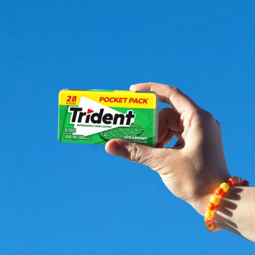 Trident Spearmint Sugar Free Gum Pocket Packs Perspective: top