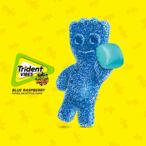 Trident Vibes Sour Patch Kids Blue Raspberry Sugar Free Gum Perspective: top