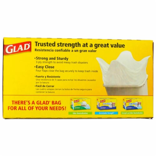 Glad Tall Kitchen Bags, Quick-Tie, 15 Bags Perspective: top