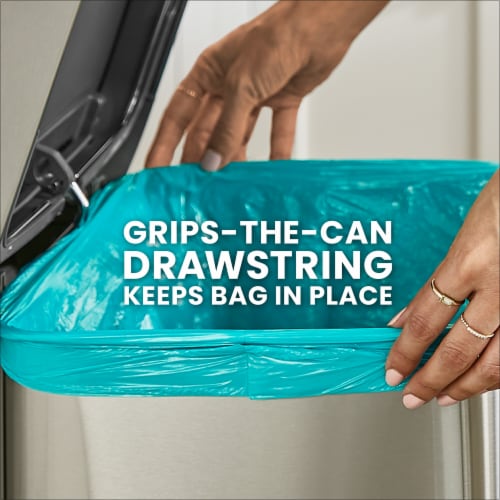 Glad ForceFlex MaxStrength Drawstring Bahama Bliss Scented Tall Kitchen Trash Bags 13 Gallon Perspective: top