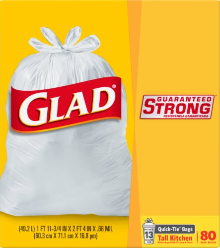 Glad ForceFlex Tall Kitchen Drawstring Trash Bags, 13 Gal, Unscented, 120  Ct (Packaging May Vary)