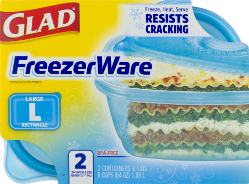 Glad FreezerWare™ Containers with Lids - 2 pk - Blue, 64 oz