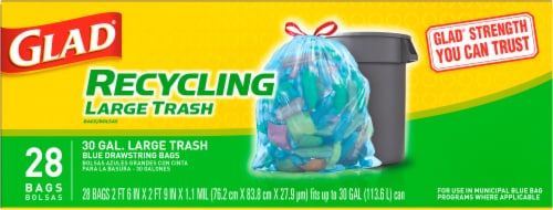 Large Recycling Trash Bags, Clear, 30-Gallon, 28-Ct.